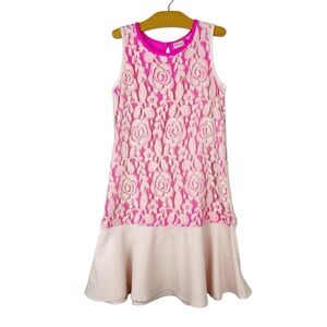 Ted Baker Floral Lace Overlay Pink Sleeveless Dress Size 12